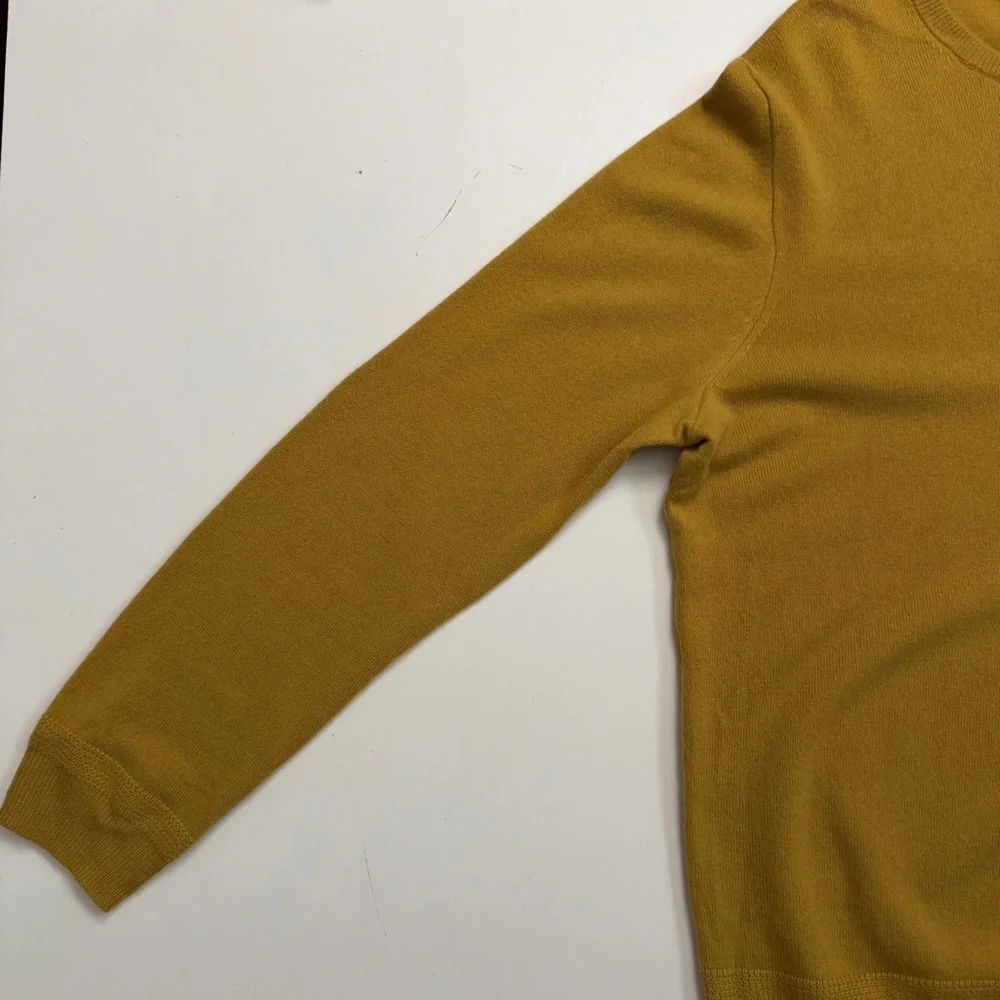 J. Crew 100% Cashmere Sweater Crewneck Elevated Basic Soft Golden Mustard Yellow
